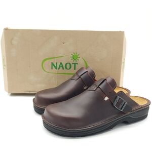 Naot Fiord Women's Buffalo Leather Clogs Slip On Cork Footbed Size 10